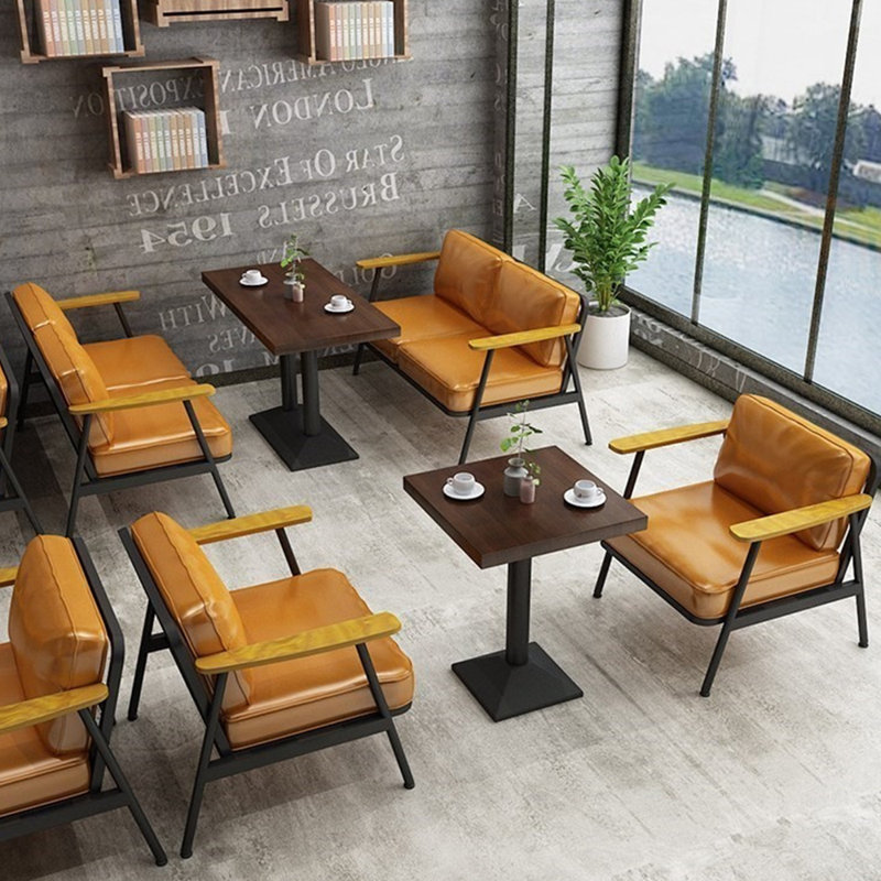 Banc rembourré en similicuir de style industriel, Orange