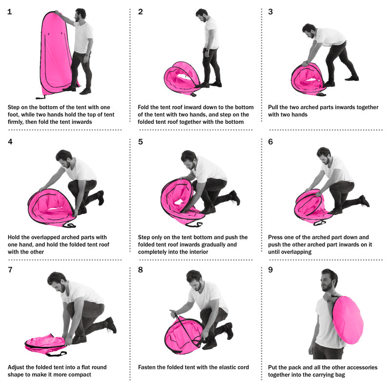 Pink Polyester Pop Up Privacy Tent with Carry Bag