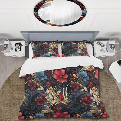 Ensemble de housse de couette à motif floral foncé Melody Moody II