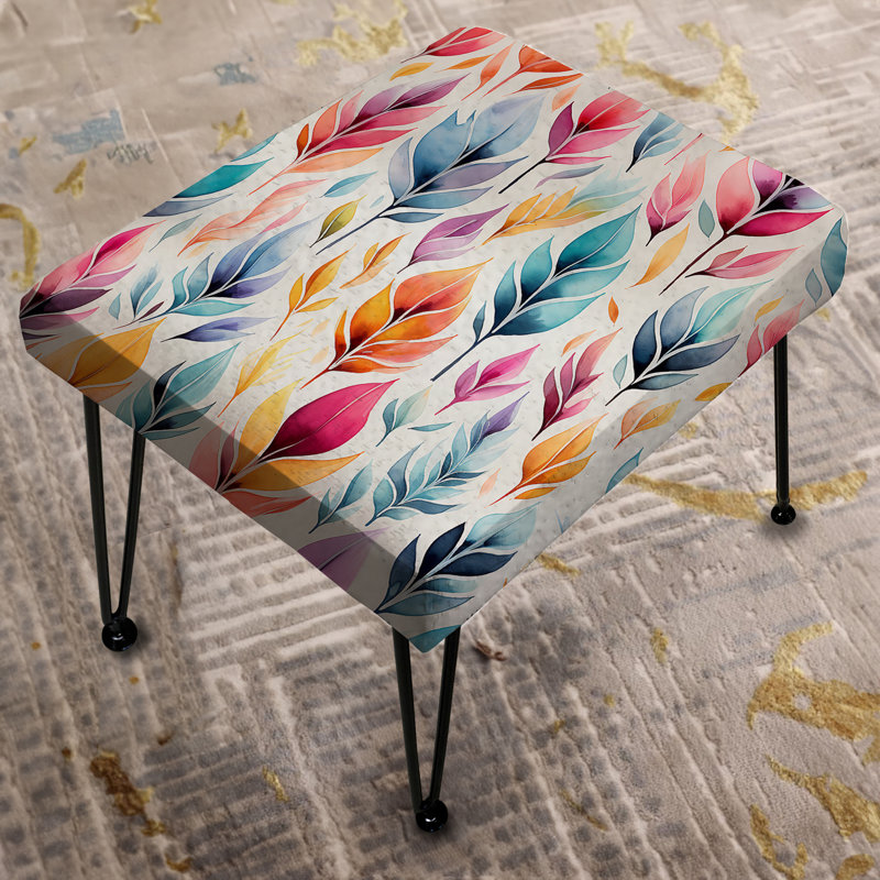 Rêves de plumes colorées aquarelle Ikat - repose-pieds rectangulaire abstrait