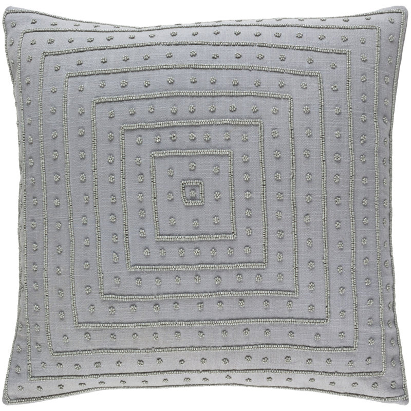 Donalsonville Cotton Gemetric Throw Pillow, 20" x 20", Light Gray, Pillow Cover Only