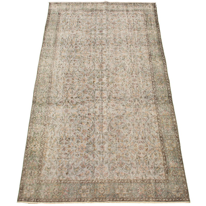 Tapis de la surface en laine 5 pi 5 po x 10 pi "one-of-kind" -the main noué la 1980 Bevin