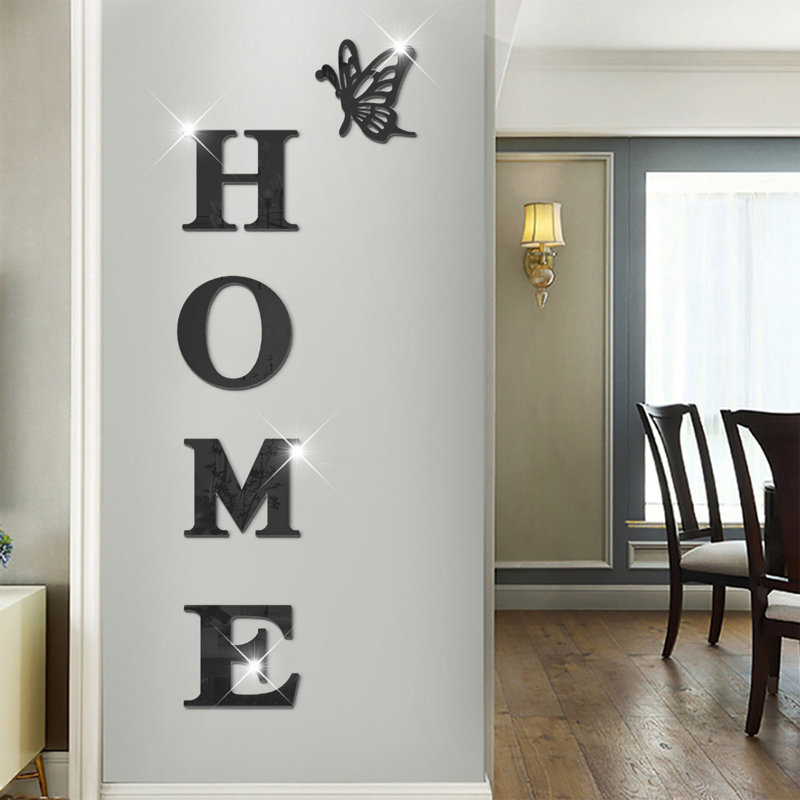 Acrylique feuilles de miroir flexibles carreaux de miroir auto-adhésifs maison autocollants muraux non verre sécuritaire réfléchissant maison famille slogan pour la maison mur bricolage décor