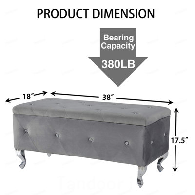 Tufted Storage Ottoman Bench For Bedroom End Of Bed Large Upholstered Storage Benches Footrest With Crystal Buttons For Living Room Entryway
