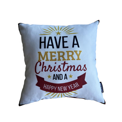 Christmas Pillow Cover, New Year Pillow Cover, Holiday Greetings Pattern Pillow Cover, Square