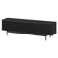 Meuble télé 70 po pour téléviseur de 75 po ou moins avec portes cannelées, rangement et gestion des câbles - Console média Mid-Century moderne grain de noir pour le salon | Whitman-983890289-948202710
