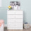 Commode à 4 tiroirs de 34 po de hauteur pour chambre à coucher, commode, rangement pour chambre à coucher, salon, bureau Mcclarrie, l 18,25 po x l 30 po x H 34 po, boutons en acrylique blanc
