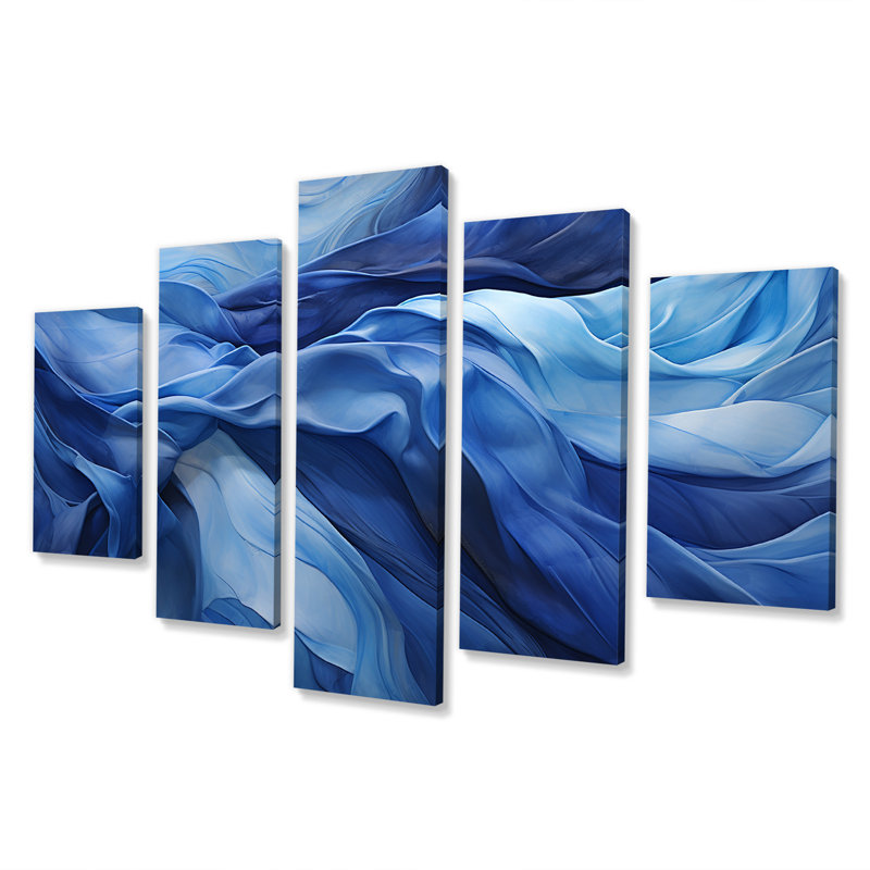  «Blue Emotional Tachisme Waves III - Tachisme Multipanel, ensemble d'art mural