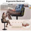 Tabouret de comptoir pivotant rembourré en similicuir avec dossier et repose-pieds, structure en acier à hauteur réglable