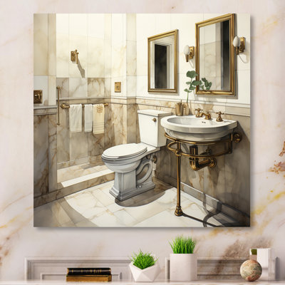 Toilette élégante et moderne - impression d'art mural en métal pour le bain et la lessive