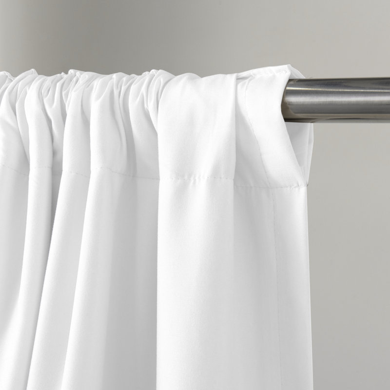 Large Floss Embroidered Flower Curtain Panel With Blackout Lining - 54X84 Inches, Machine Washable, White