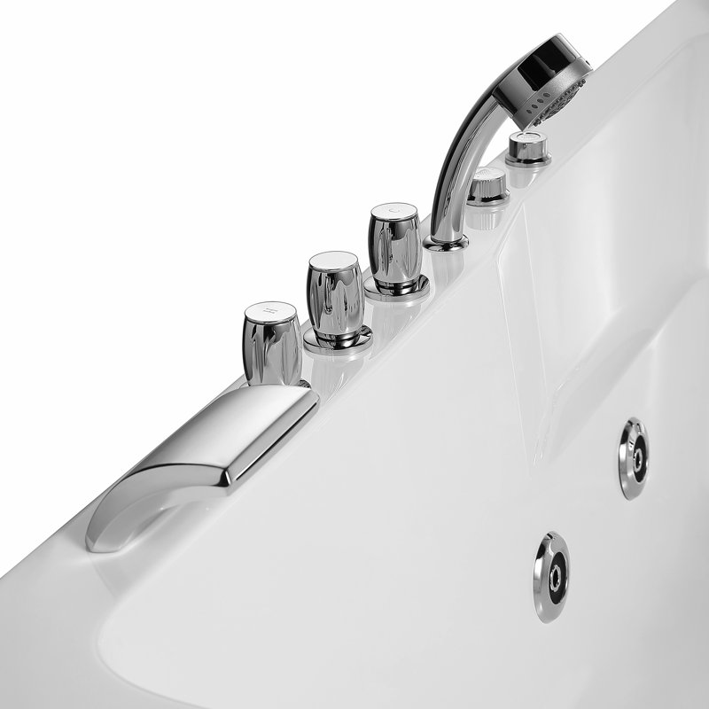 71'' White Acrylic Alcove Whirlpool Bathtub with Jets