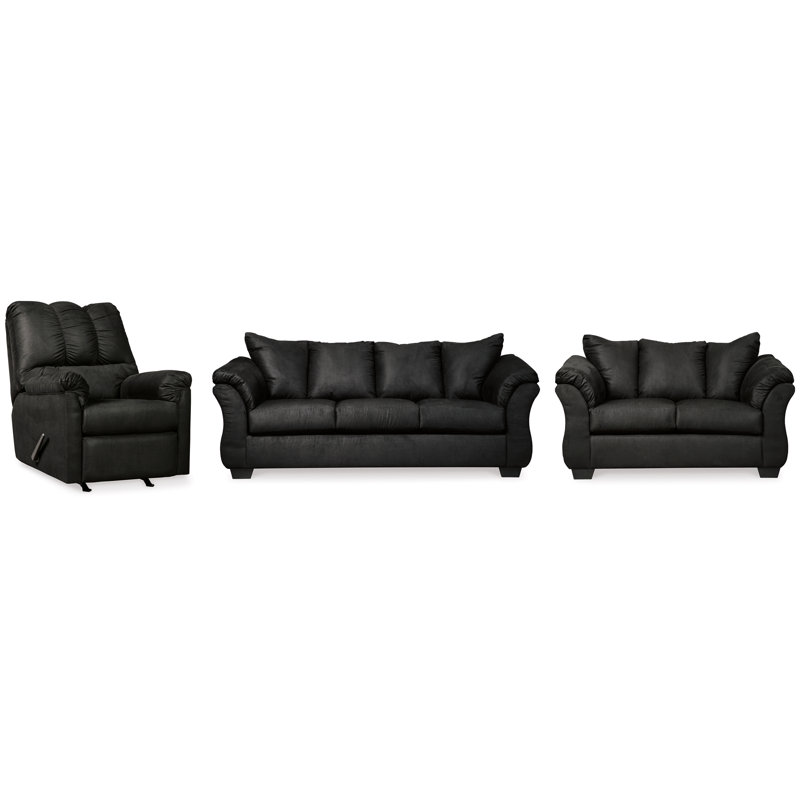 Canapé, causeuse et fauteuil inclinable Darcy, Noir