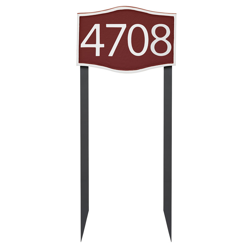 Enseigne d’adresse pour pelouse sur 1 ligne, Blanc, Rouge