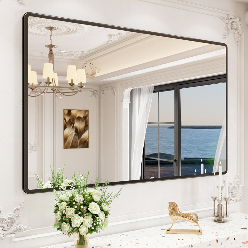 Miroir de salle de bain rectangulaire en aluminium avec verre trempé, 48 po x 30 po