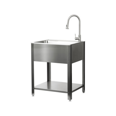 All-In-One 24.1" L x 21.3" W Free Standing Laundry Sink with Faucet