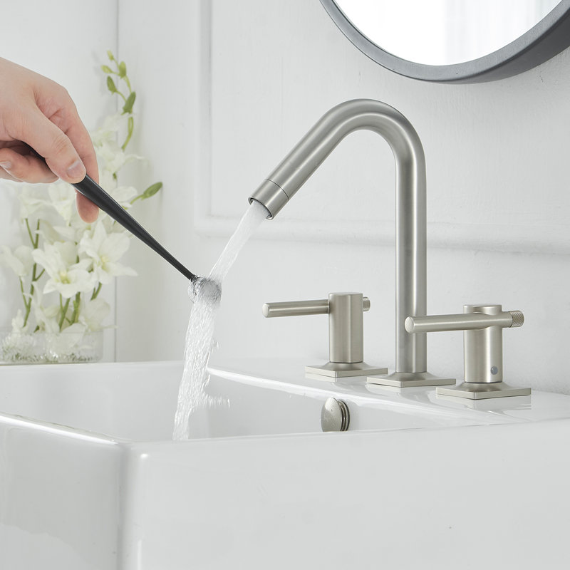 Widespread Double Handle Bathroom Faucet, Brushed Nickel