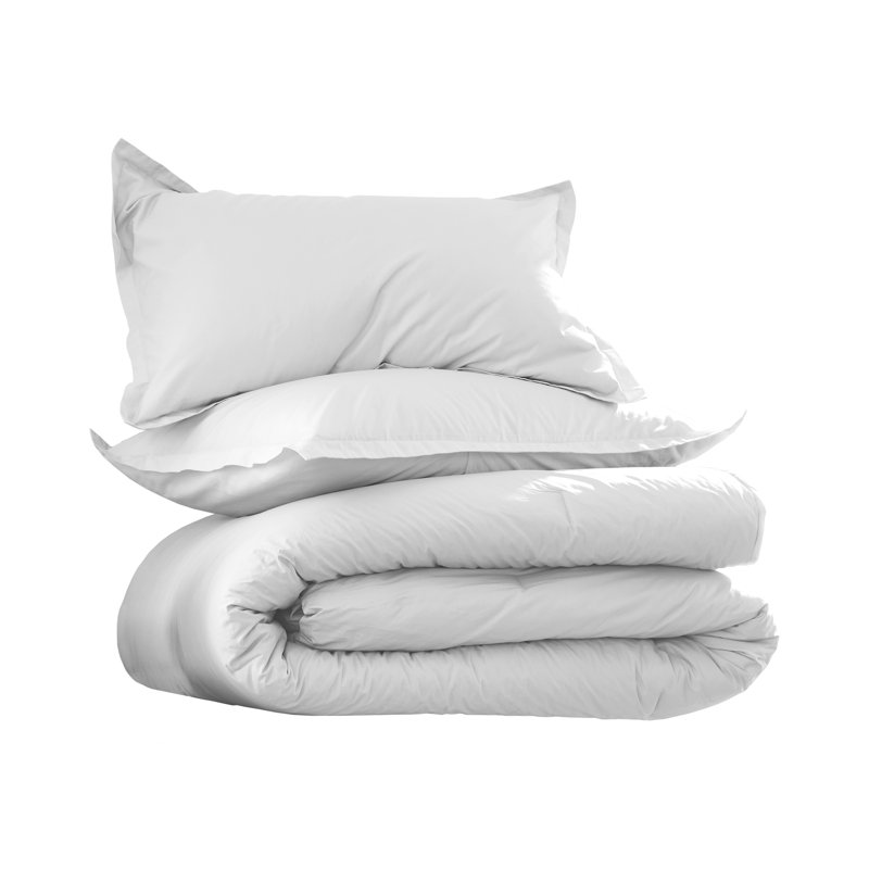 EcoPure Comfort Wash Bedding Collection 100% Cotton Reversible 2 Piece Comforter Set, White, Full/Queen Comforter + 2 Shams
