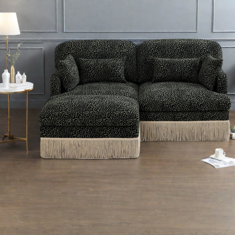 Deep Seat Modular Sofas, Chenille Leopard Modern Living Room Home