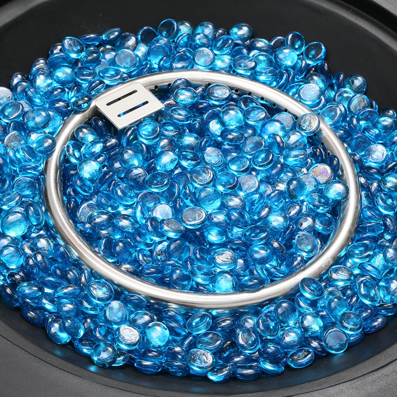 0.79"/11 Lb. Round Reflective Fire Pit Fire Glass, Blue