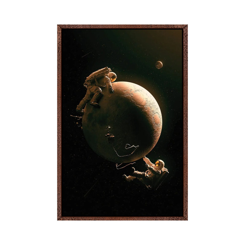 Gravity Play by Nicebleed - Print on Canvas, 66.04cm H x 45.72cm W x 3.81cm D, Classic Brown Wood Framed