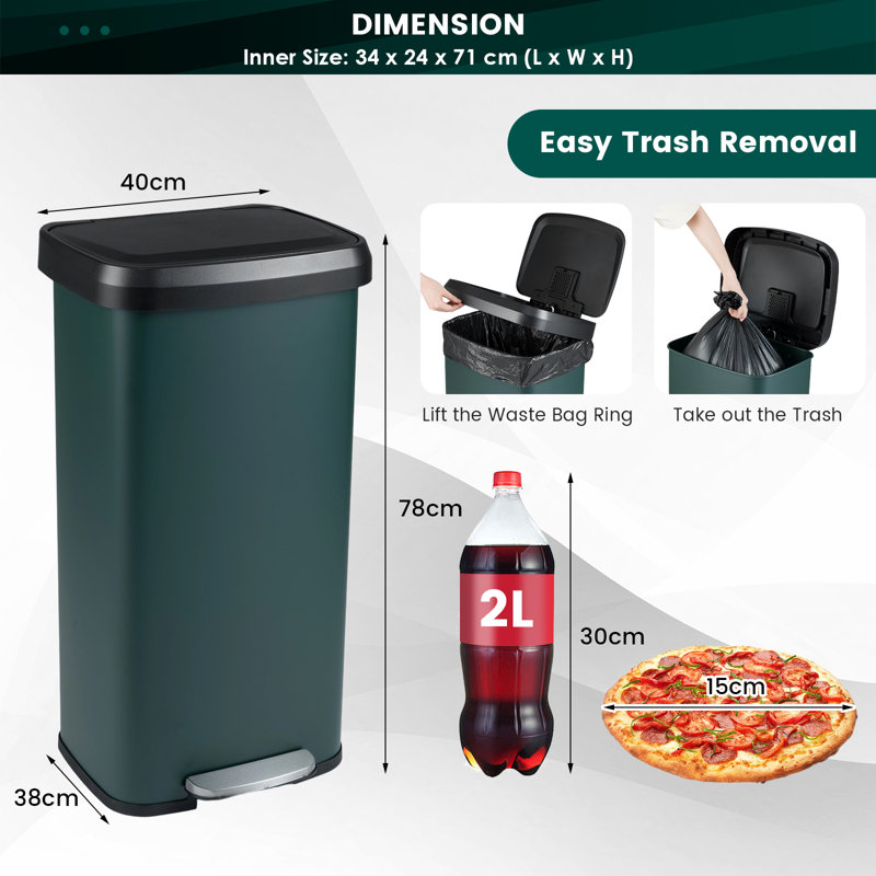 Stainless Steel Waste Bin, Green
