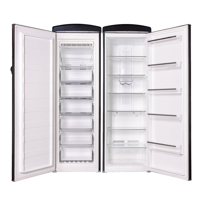 Conserv 24in Retro Set Refrigerator 11cf + Upright Freezer 8.3cf E-Star 110V, Black