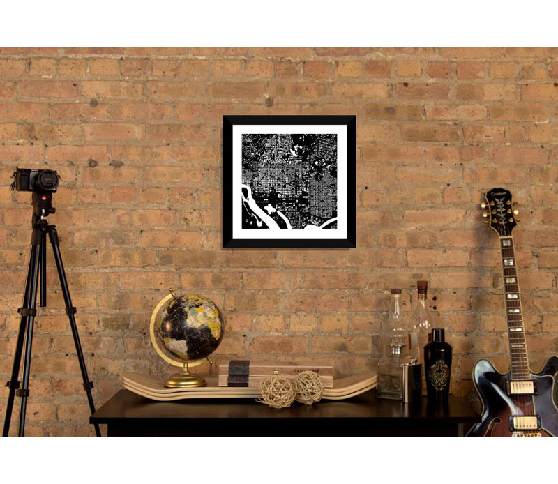 " Washington D.C. Urban Map " by Urbanmap, Black Framed Paper, 24" H x 24" W x 1" D