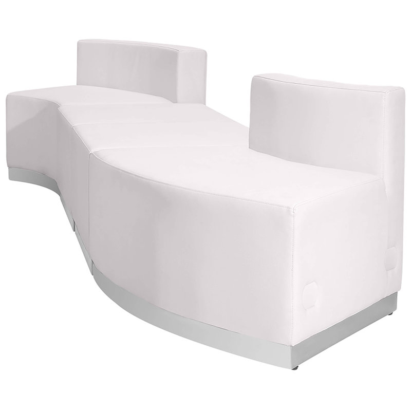 Configuration de réception modulaire Hercules 4 PC LeatherSoft avec dossier et siège tendus, Blanc