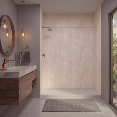 Paroi de douche à 6 panneaux avec tube adhésif en silicone l 60 po x P 36 po Expressions