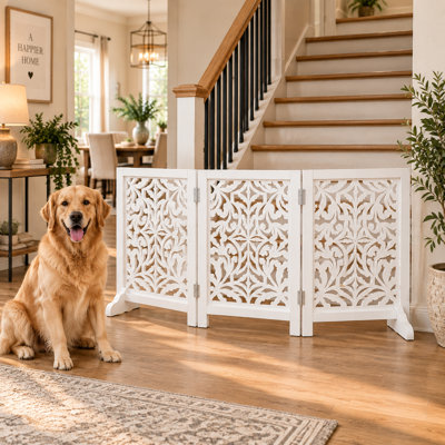 3-Panel Foldable Wooden Dog Gate