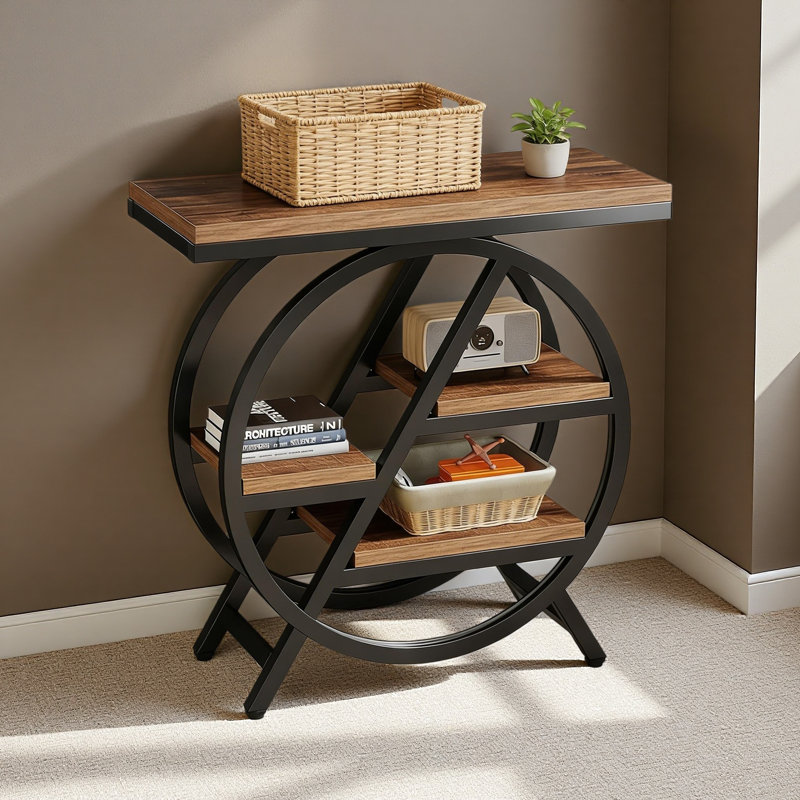 Table de chevet, table de bout compacte, table d'appoint, Brun rustique