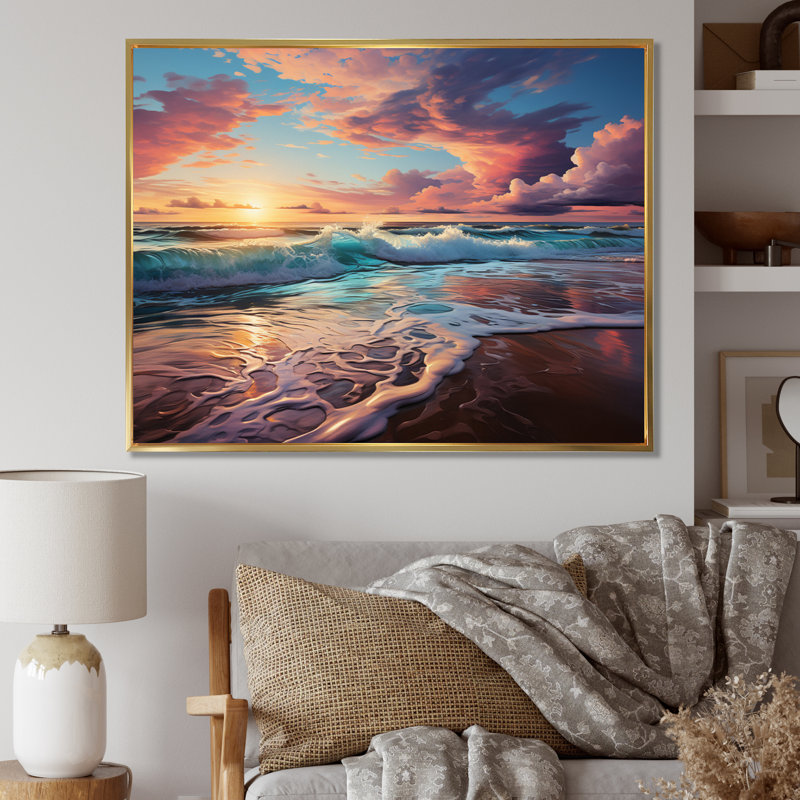 «Sunset Horizon II», reproduction sur toile encadrée, H 12 po x l 20 po x P 1 po, Cadre flottant doré