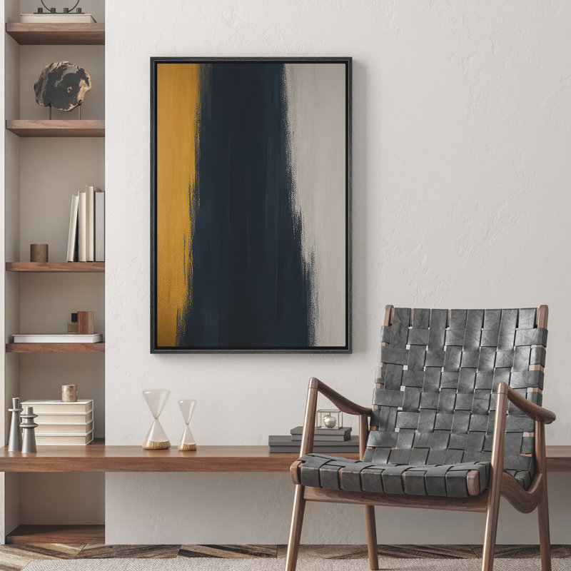 Reproduction d'art abstrait sur toile encadrée pour décoration intérieure moderne, Noir, H 24 po x l 16 po