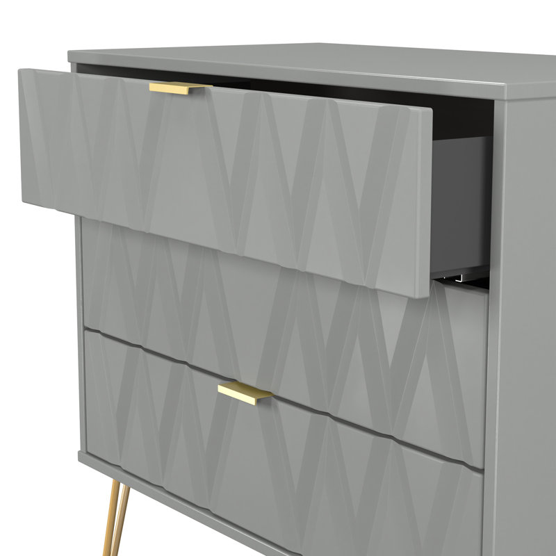 Aleza 77cm W 3 - Drawer Chest of Drawers, Grey