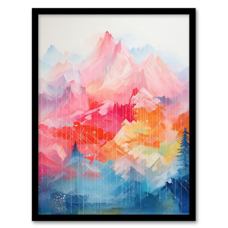 Natural Geometry Multicoloured Mountains - Single Picture Frame Print