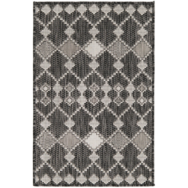 Tapis d'extérieur Charcoal_Unique Loom Traliccio, Rectangle de 10 pi x 14 pi