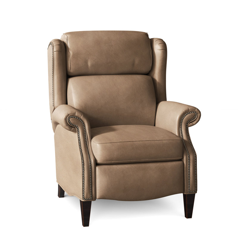 Miller Recliner, Gunmetal, Plantation, Aline Fumo Genuine Leather