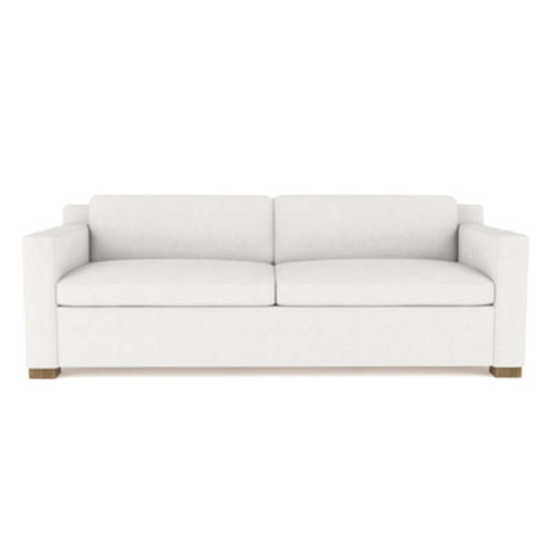 Mercer Track-Arm Loveseat, Weathered, Box Weave Linen Blanc, 33.5" H x 72" W x 39" D
