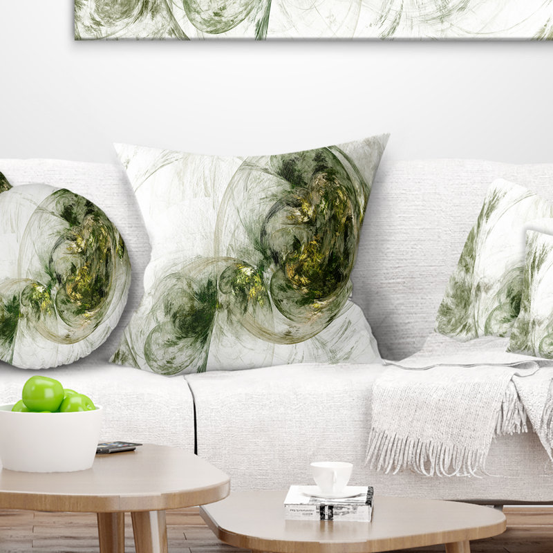 Abstract Throw Pillow, Brown Smoke Pattern Decor - Colored Smoke Brown, 16" x 16", Throw Pillow, Green/White