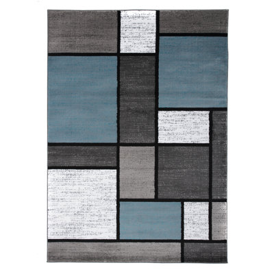 Carius Performance Floral Gray/Blue/Black/White Area Rug – Modern Floral Design, Living Room, Bedroom, Dining Room, Durable & Easy to Clean Carpet