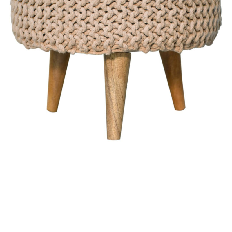 Saylorville 40cm Wide Round Solid Colour Footstool Ottoman, Beige