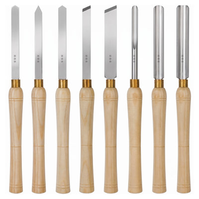 Trousse d'outils de tournage sur bois 8 pièces en acier rapide (HSS)