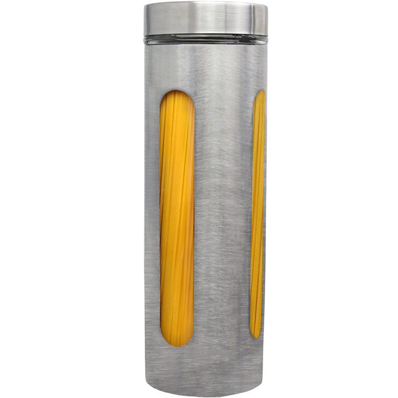 Metal Jar, 12" H x 4.37" W x 4.37" D, Silver