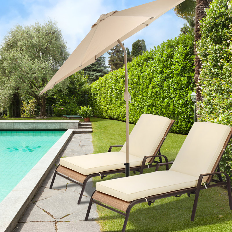 Outdoor Chaise Lounge Cushion, Set of 2, Beige