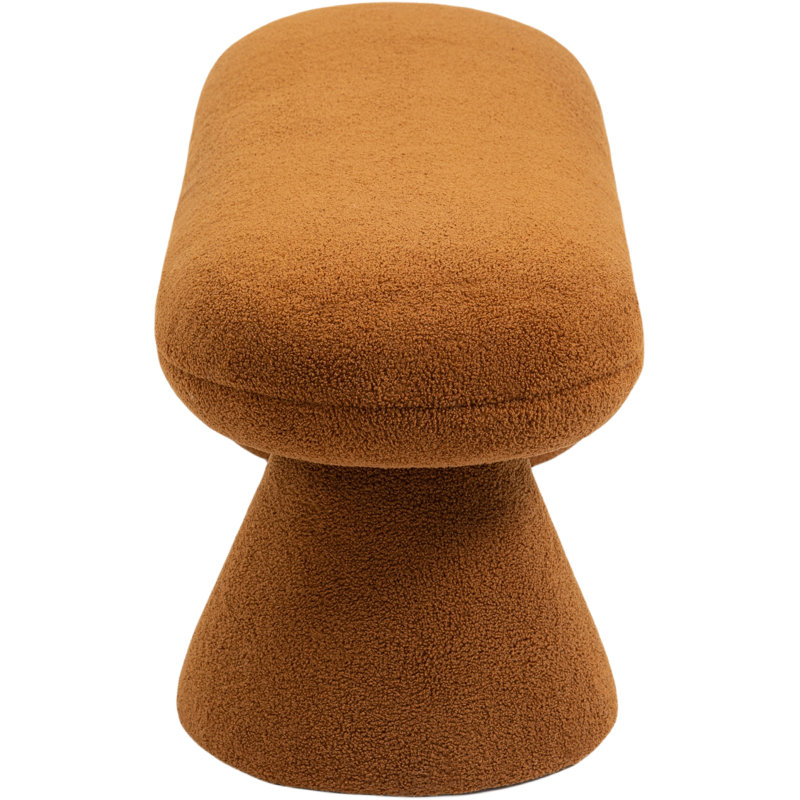 Brimfield Faux Shearling Teddy Upholstered Bench, Saddle Faux Shearling Teddy Fabric