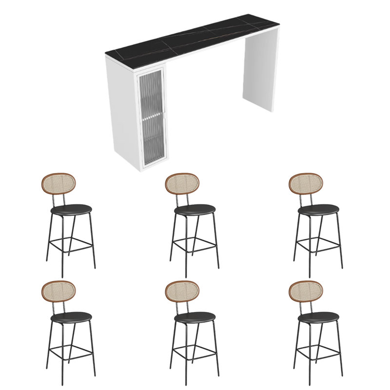 Table de bar moderne de style moderne, H 41,3 po x L 70,8 po x l 15,7 po, Brun / Noir, Noir / blanc