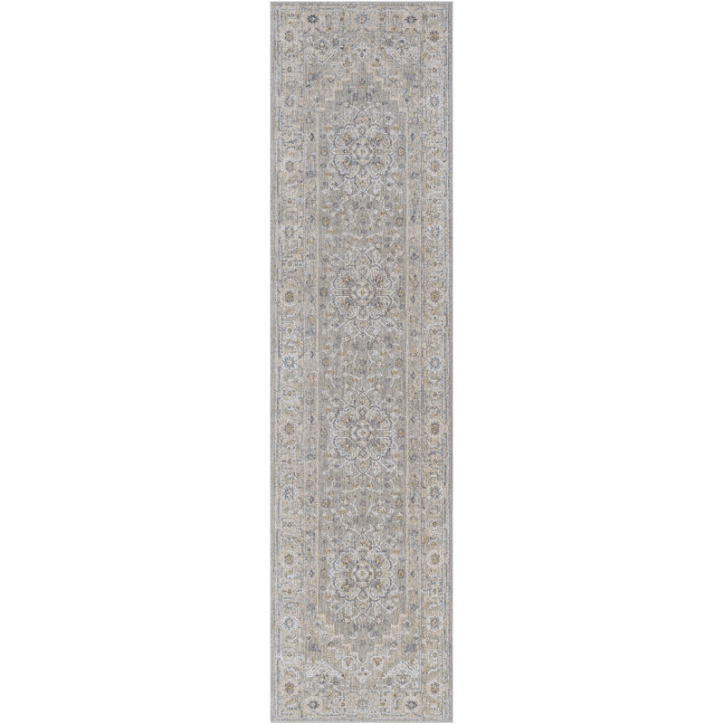 Tapis bleu / gris Vizcaino, Tapis de couloir 2 pi 6 po x 10 pi
