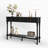 43" Wide French Country Console Table with 3 Drawers & Solid Wood Legs, Black