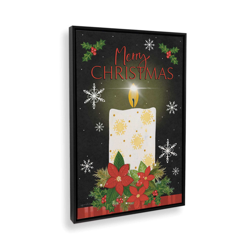 «Merry Christmas Candle» par Annie Lapoint, reproduction d'art, Toile avec cadre, L 24 po x H 36 po, Noir